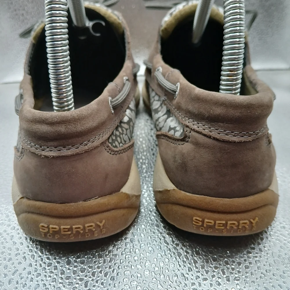 Sperry Brown & Silver Leather Topsiders Women's Size 7.5